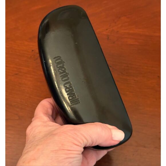 ROBERTO CAVALLI - EUC Black Leather Hard Clamshell Eyeglasses Case - Picture 6 of 6